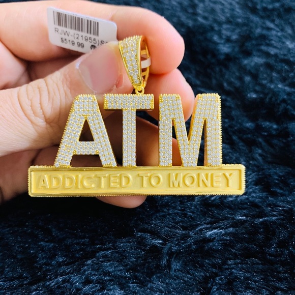 925 Sterling Silver ATM Addicted To Money Pendant - Picture 1 of 4